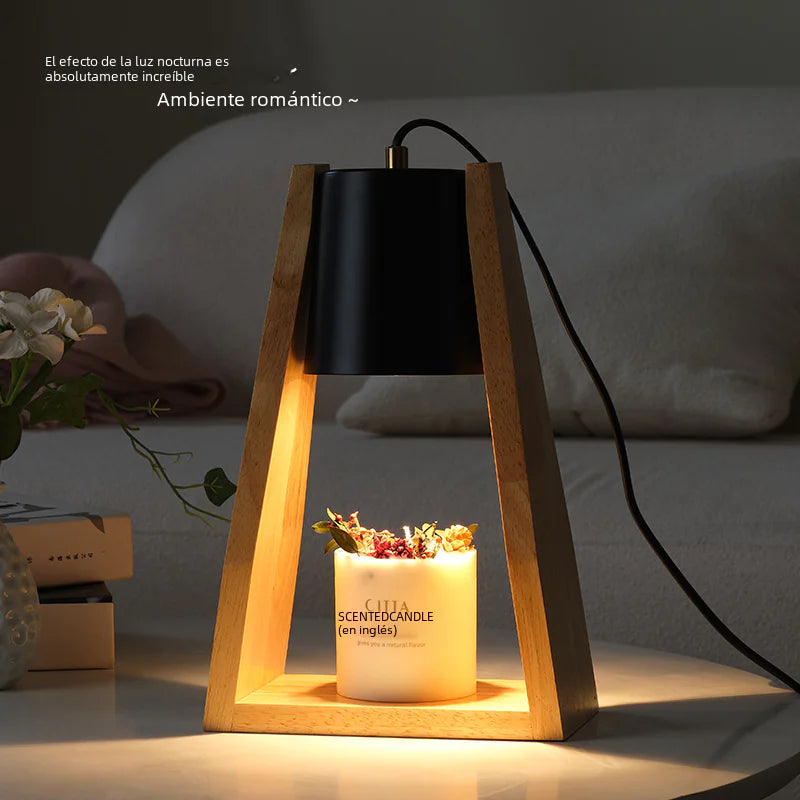 Japanese Wooden Aroma Wax Melt Lamp with Dimmer